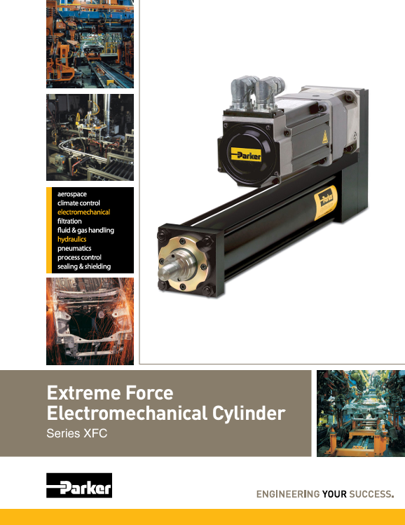 Parker Extreme Force Electromechanical Cylinders Catalog Cover